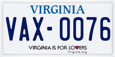 VA license plate VAX0076