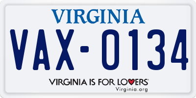 VA license plate VAX0134