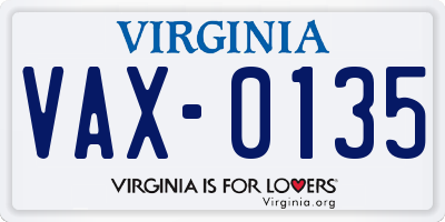 VA license plate VAX0135
