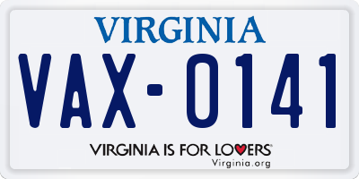 VA license plate VAX0141