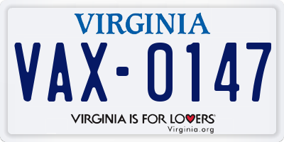 VA license plate VAX0147