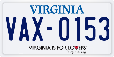VA license plate VAX0153