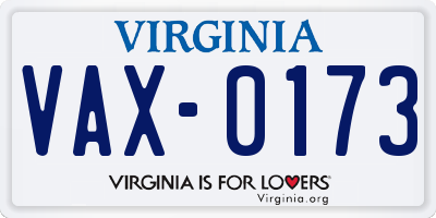 VA license plate VAX0173