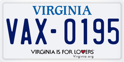 VA license plate VAX0195