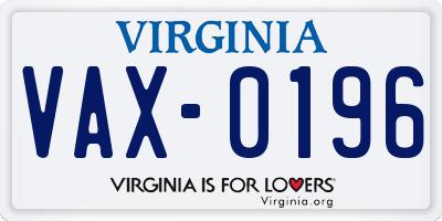 VA license plate VAX0196