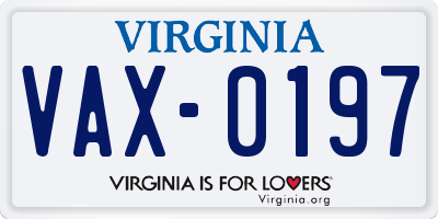 VA license plate VAX0197