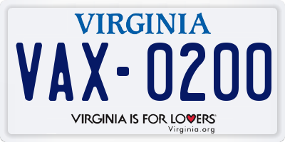 VA license plate VAX0200