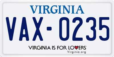 VA license plate VAX0235