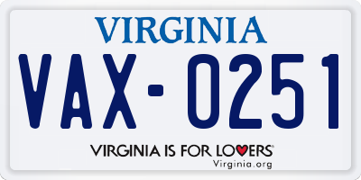 VA license plate VAX0251