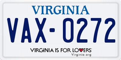 VA license plate VAX0272