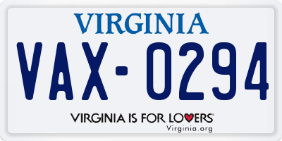 VA license plate VAX0294