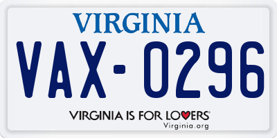 VA license plate VAX0296