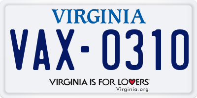 VA license plate VAX0310