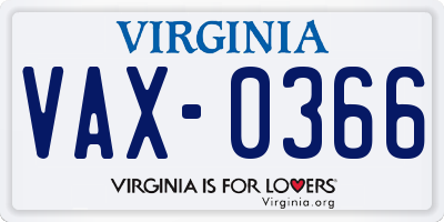 VA license plate VAX0366