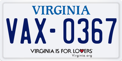 VA license plate VAX0367