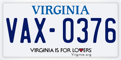 VA license plate VAX0376