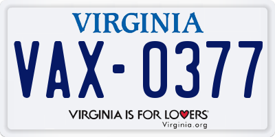 VA license plate VAX0377