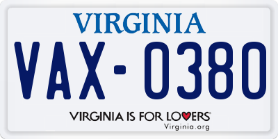 VA license plate VAX0380