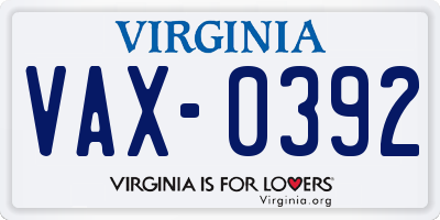 VA license plate VAX0392