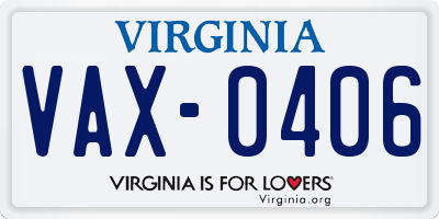 VA license plate VAX0406
