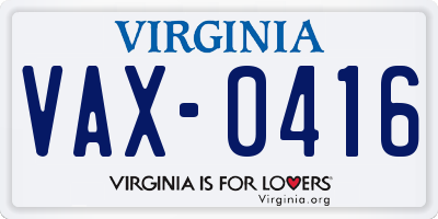 VA license plate VAX0416