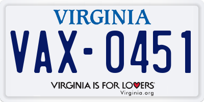 VA license plate VAX0451