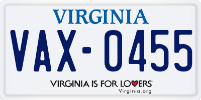 VA license plate VAX0455