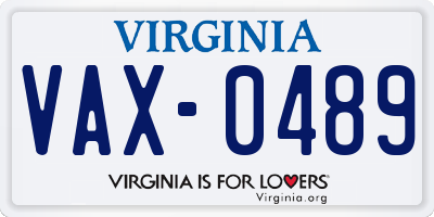 VA license plate VAX0489