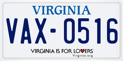 VA license plate VAX0516