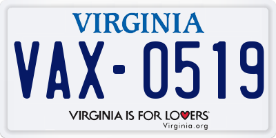 VA license plate VAX0519