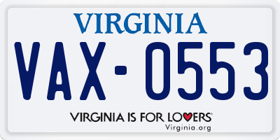 VA license plate VAX0553