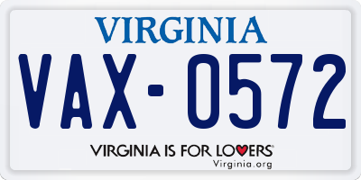 VA license plate VAX0572