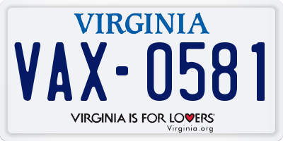 VA license plate VAX0581