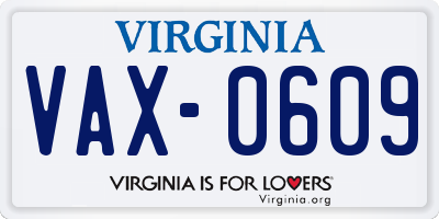 VA license plate VAX0609