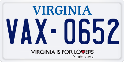 VA license plate VAX0652