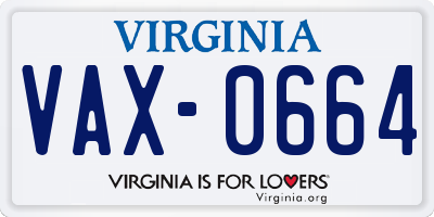 VA license plate VAX0664