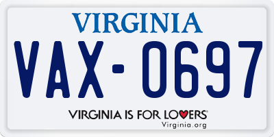 VA license plate VAX0697