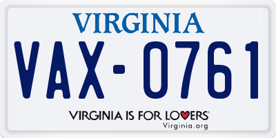 VA license plate VAX0761