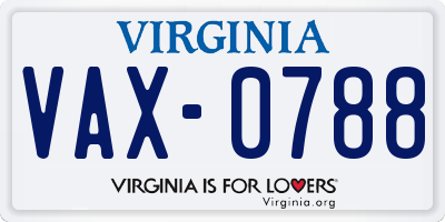 VA license plate VAX0788