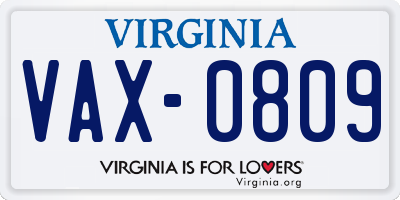 VA license plate VAX0809
