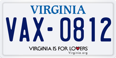 VA license plate VAX0812