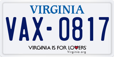 VA license plate VAX0817