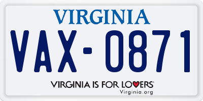VA license plate VAX0871