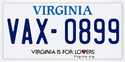 VA license plate VAX0899
