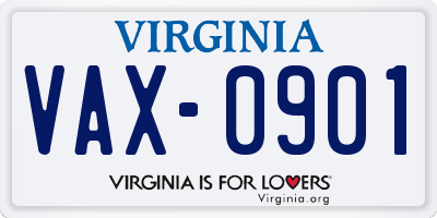 VA license plate VAX0901