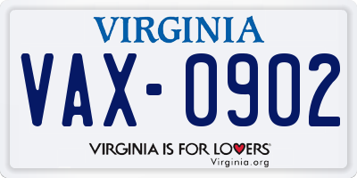 VA license plate VAX0902
