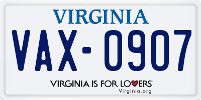 VA license plate VAX0907