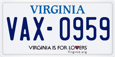 VA license plate VAX0959