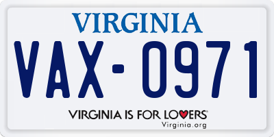 VA license plate VAX0971