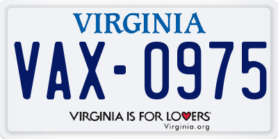 VA license plate VAX0975